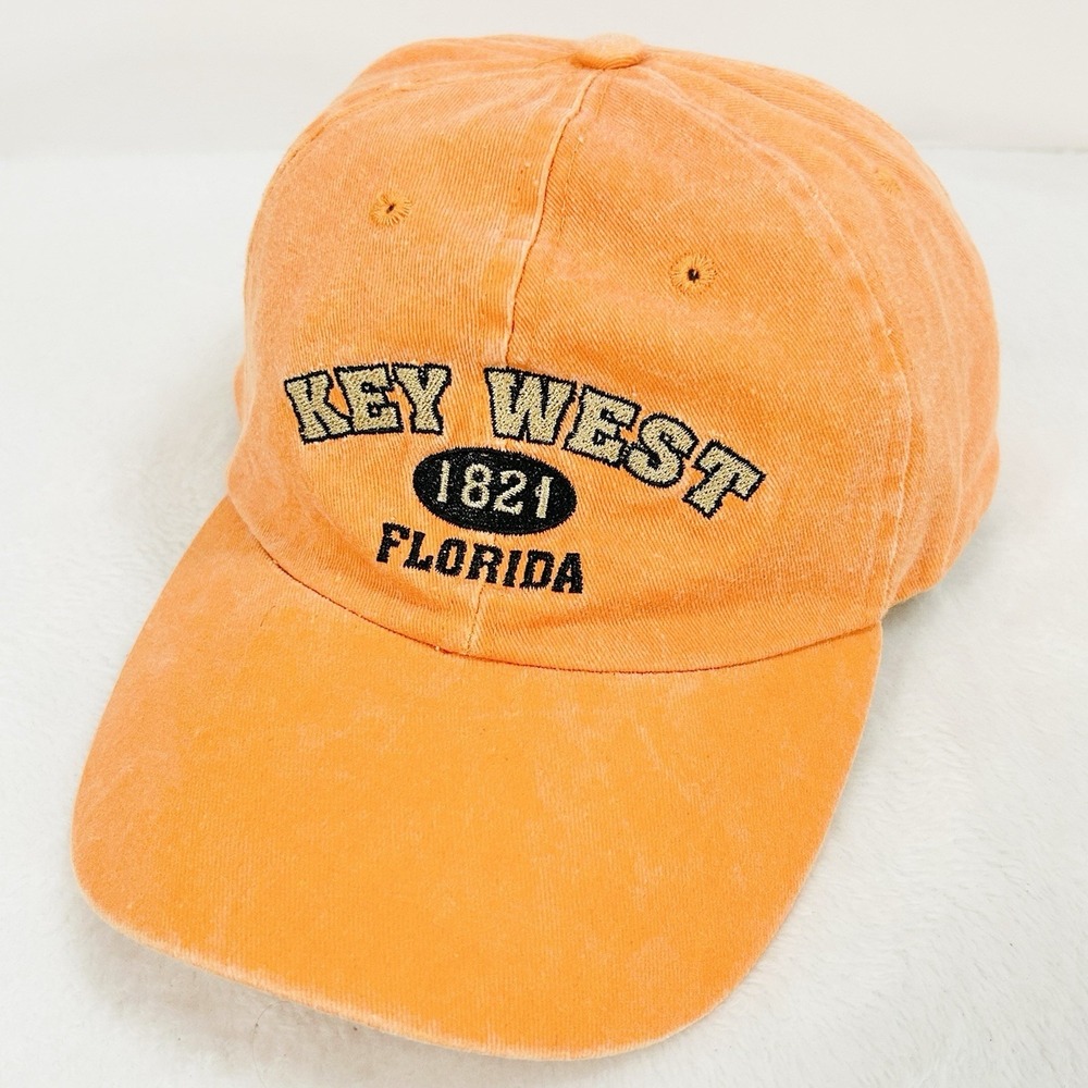 Key West Florida 1821 Dad Hat Cap Adjustable Strapback Orange Outdoors Casual